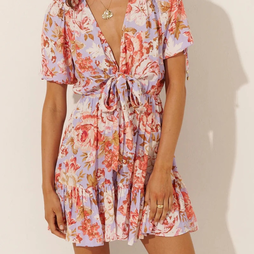 Kivari NWT tie front Tiered Mini Dress